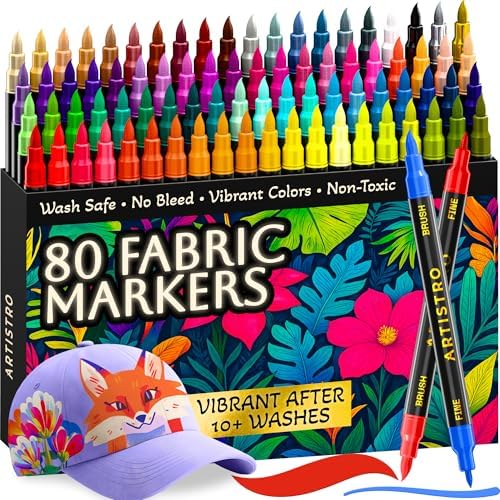ARTISTRO 80 Fabric Markers for Clothes and Textiles - Acrylic Paint Pens