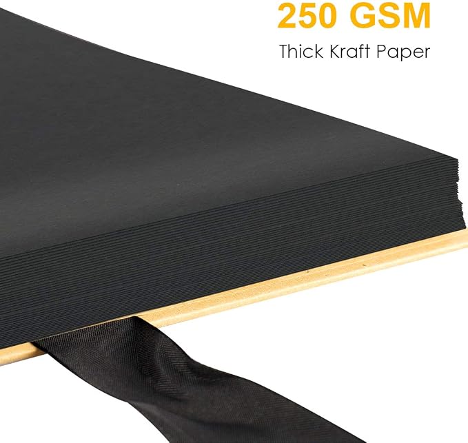 Gotideal 80 Pages Scrapbook Album with 10 Metallic Markers, Black | Craft Paper Photo Album for Wedding and Anniversary, Family DIY Scrapbook Accessories with Scrapbooking Stickers Corners