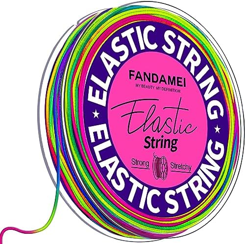 FANDAMEI 1mm Elastic String for Bracelets, Elastic Bracelets Beading Cord Stretchy Rainbow, Stretch Bead Cord for Jewelry Making, Sturdy Thread for Bracelet Necklace Crafts Christmas DIY Colorful