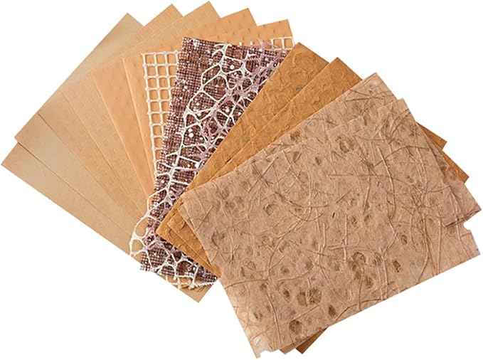 16 Sheets Textured Scrapbook Paper Mesh Fabric Kit - 1 Pack Bullet Junk Journal Supplies Card Making Vision Board Scrapbooking Embellishments 3.9x5.5 Inch