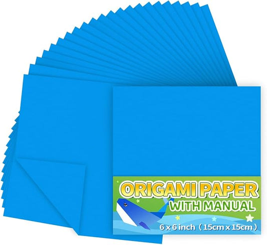 Praisebank Dark Blue Origami Paper, 220pcs 6x6 inch, Double Sided Color, Origami Paper Kit for Crafts, Origami Kit.