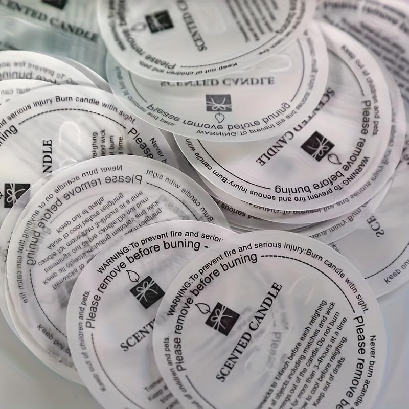 Round Candle Warning Safety Stickers,Labels with Burning Instructions
