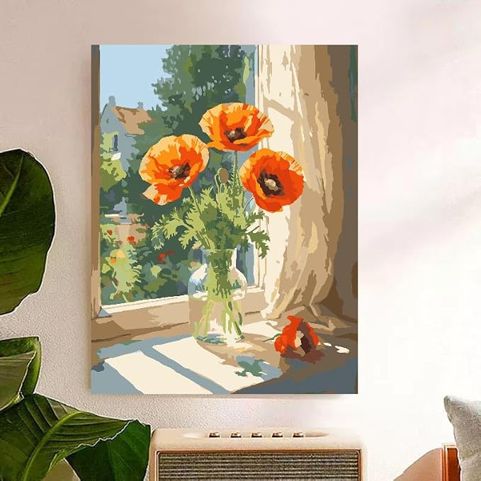 ZRIZQ Paint by Numbers Kit for Adults Beginner,Flowers,16x20