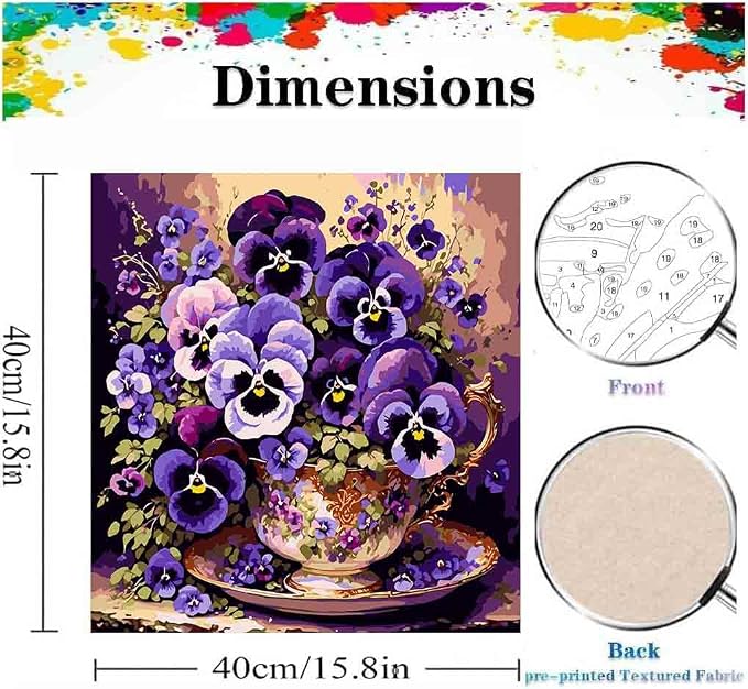 VIGEGU Flower Paint by Numbers Kit for Adults - Butterfly Orchid Paint by Number for Beginner DIY Adult Paint by Number Kits on Canvas,Oil Number Painting Kits for Home Decor 16x16inch