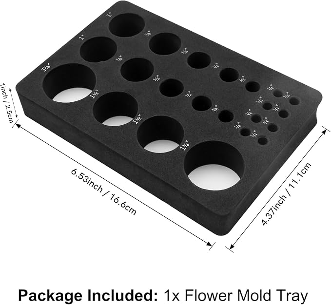 CYFUN DESIGN Flower Mold Tray Help Buds and Stamens to Dry and Maintain Their Shapes.Many Sizes Provided in the Tray to Fit All the Flowers for Spiral Flower Dies