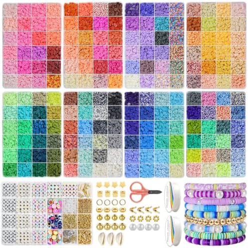 Redtwo 45000 Pcs 192 Colors Clay Beads Bracelet Making Kit | 9 Boxes Friendship Bracelet Kit Flat Polymer Clay Beads for Jewelry Making, Crafts Gift for Girls Ages 6-12