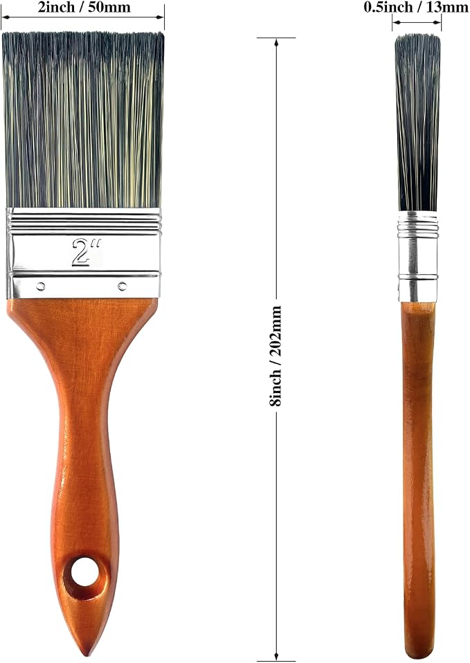 Great Andrew Paint Brushes 2 Inch, Wood Handle, 6 Pack
