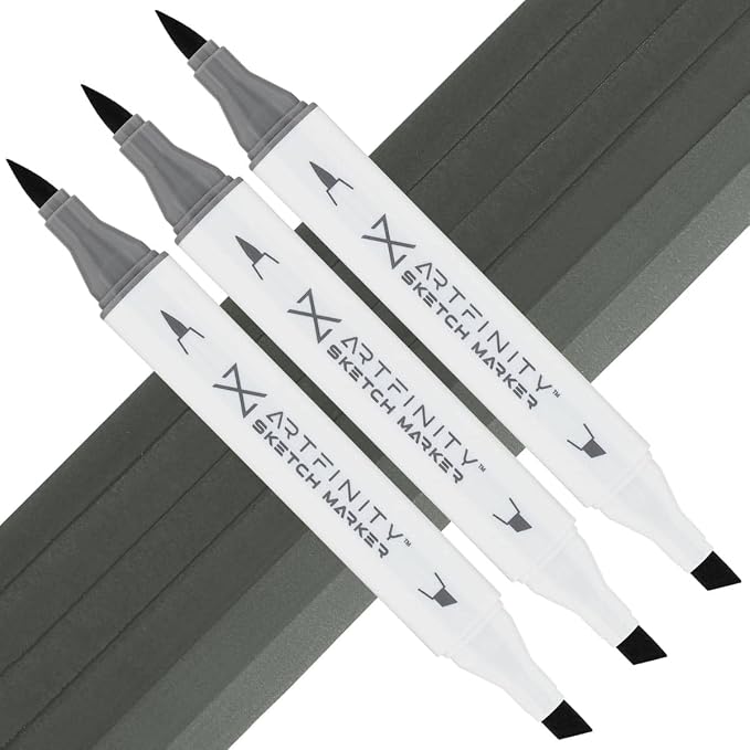 Artfinity Sketch Markers - Set of 3 - Roof G9-6, Vibrant, Professional, Dye-Based Alcohol Markers for Artists, Drawing, Travel, & More