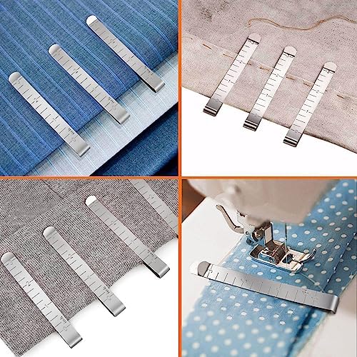 Set of 20 Sewing Clips, Stainless Steel Hemming Clips 3 Inches Measurement Ruler Quilting Supplies, Hem Marker, Sewing Supplies and Accessories
