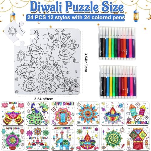 Diwali Crafts & Party Favors for Kids Bulk, Rangoli Art Activity DIY Puzzle