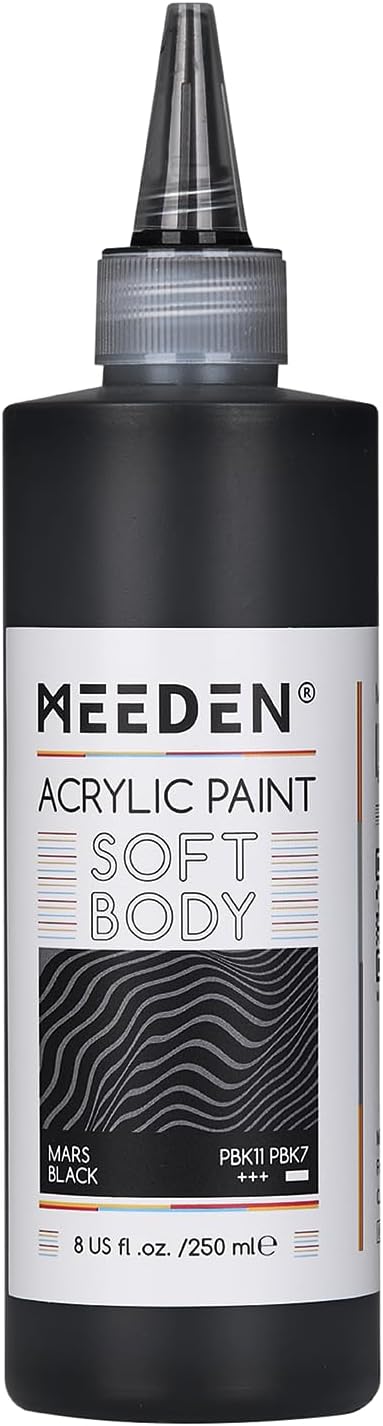MEEDEN Mars Black Acrylic Paint: Matte Finish 250ml/8.45oz Soft Body