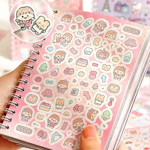 Vintage Japanese Sticker Book for Adults – 16 Sheets, 1000+ Aesthetic Stickers for Journaling & Scrapbooking, Cute & Girlhood Scrapbook Sticker Book for DIY Crafts