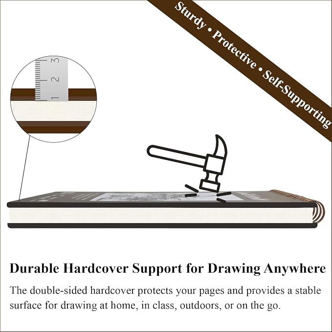 Fuxi Sketch Book 11" x 14", Large Drawing Pad Paper, 100 Sheets_68lb/100gsm | Top Spiral-Bound Sketchbook, Large Sketch Pads for Drawing, Sketching, Illustration, Art Class Students