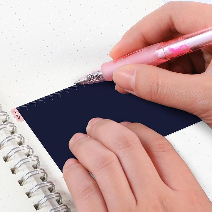 Thenshop 5 Pack Weeks Navy x Pink Pencil Board Reusable Notebook Accessory, Flexibility Layout Grids with Ruler Scale