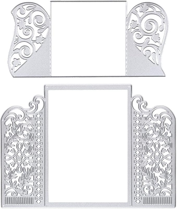 3D Card Shape Metal Cutting Dies, Invitation Card Background Dies Note Embossing Stencils for DIY Scrapbooking Photo Album Decorative DIY Paper Cards Making Gift, Classic Style Metallic Die Cut