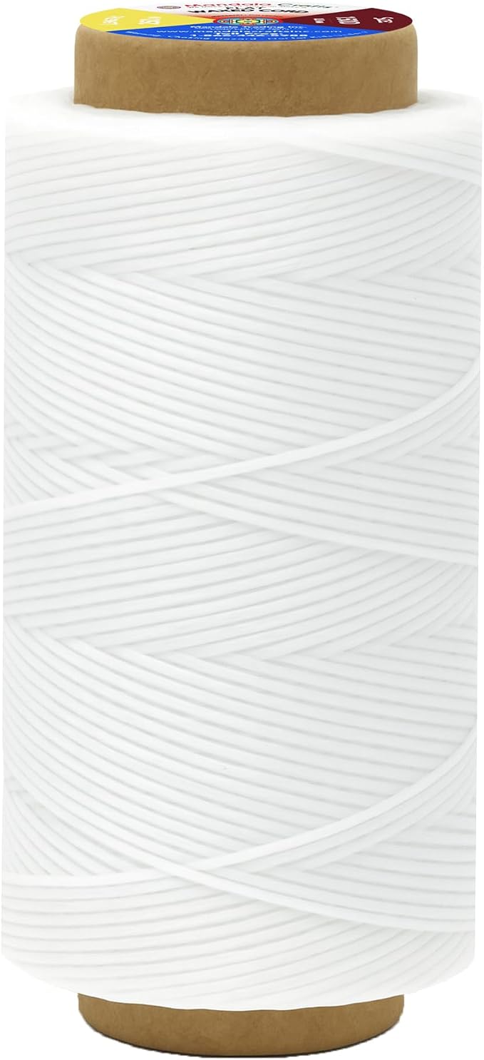 Mandala Crafts 150D 0.8mm White Flat Waxed Thread for Leather Sewing