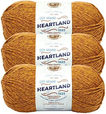 Lion Brand Yarn, Heartland Crochet Yarn, Bryce Canyon, Brown, 3 Pack