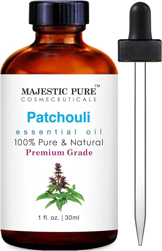 Majestic Pure Patchouli Essential Oil for Diffuser - 1 Fl Oz | 100% Pure and Natural Essentials Oils for Aromatherapy, Massage, Fragrance, Soap and Candle Making, Patchouli Oil