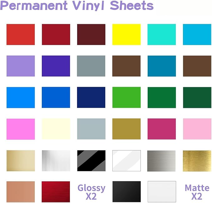 Lya Vinyl 68 Pack Permanent Vinyl, Self Adhesive Vinyl Sheets for Cutting Machine, Permanent Outdoor Sheets for Party Decoration, Sticker, DIY Mug, Car Decal