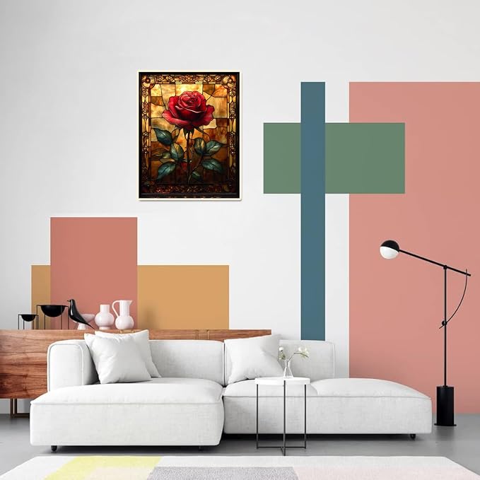 obterie Rose Paint by Numbers Kit for Adults Beginner Flowers Oil Painting Kit Adult Paint by Number Kits on Canvas DIY Painting for Beginners Art by Numbers for Gifts Home Wall Decor 16x20 Inch