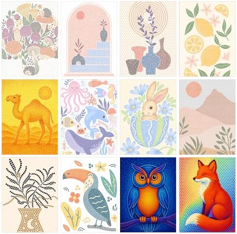 Coloring Book,Animal Dot Art Meditations with 30 Patterns and 12 PCS Marker