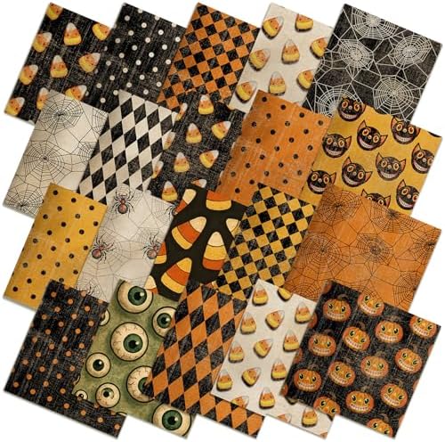 HunnmingRe 20 Pcs 10''x10'' Vintage Halloween Quilting Fabric Squares