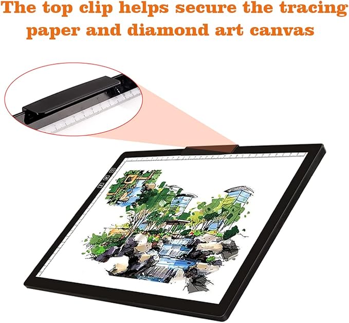 Wireless Rechargeable A4 LED Light Pad w/Built-in Riser Stands, 6 Levels of Brightness, Evenly Illuminated Light Box for Tracing and Weeding Vinyl, Slim and Lightweight Diamond Painting Light Board