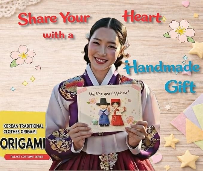 Korean Origami Kit: 16 Hanbok Types, 96 Sheets with English Instructions