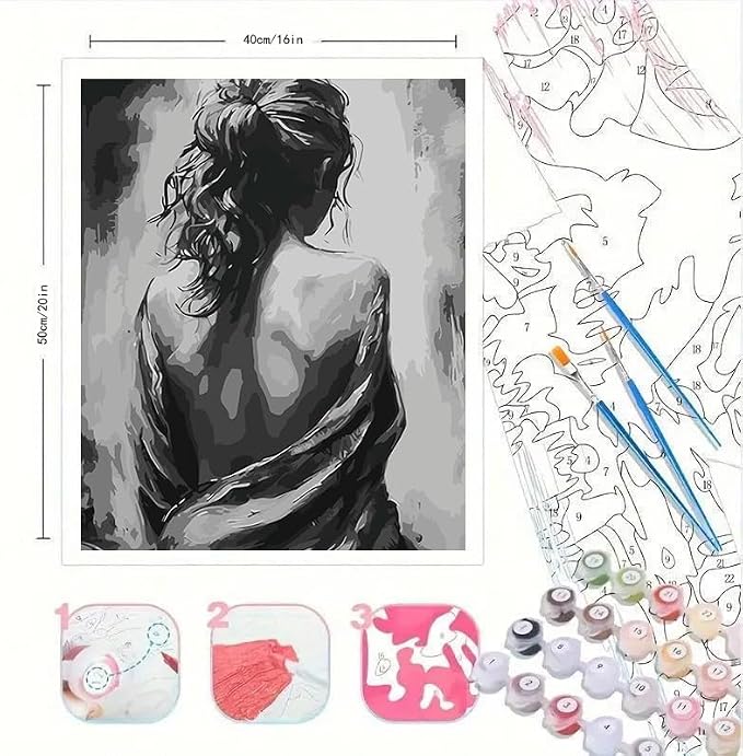 BYGFHLYW Easy People Paint by Numbers Kit for Adults Beginner | Adult Paint by Number Kits on Canvas, DIY Painting with Numbers, Acrylic Oil Paints by Number Kits for Wall Decor 16x20 In