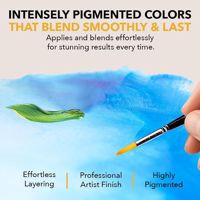 Castle Art Supplies 48 X 22ml Acrylic Paint Set - New Improved Formula | Richer, smoother intense colors for beginners and adult artists - all-inclusive set in an impressive presentation box