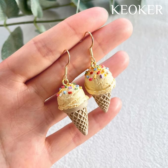 Keoker Ice Cream Polymer Clay Molds, 5 Shapes 3 Sizes Summer Silicone Polymer Clay Earring Molds, Polymer Clay Ice Cream Cone Mold