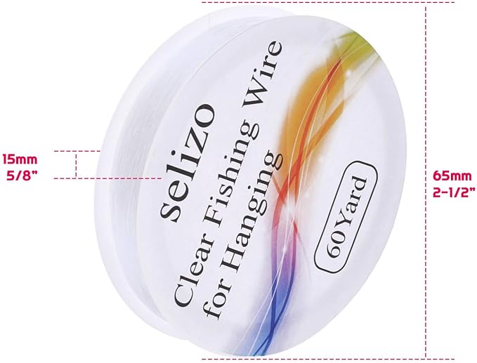Fishing Wire, Selizo 3Pcs Clear Fishing Line Jewelry String Invisible Nylon Thread for Hanging Decorations, Beading and Crafts (3 Sizes, 60 Yards per Roll)