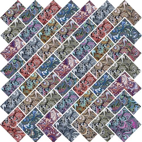 10" 50pcs Cotton Fabric Squares for Sewing Quilting Supplies- Dark Paisley