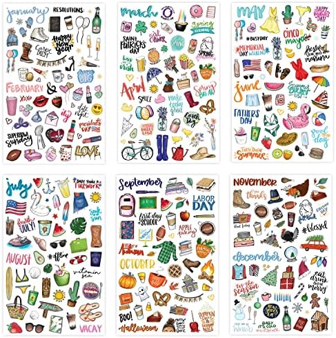 bloom daily planners Holiday Seasonal Planner Sticker Sheets - Vintage Seasonal Sticker Pack - Removable & Repositionable - Over 310 Stickers Per Pack!