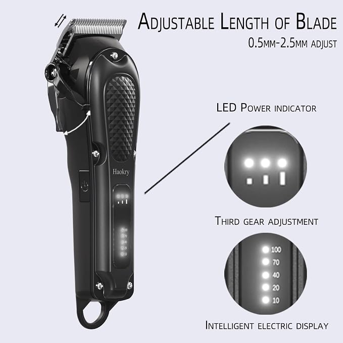 Haokry Hair Clippers for Men Professional - Cordless&Corded Barber Clippers for Hair Cutting & Grooming Rechargeable Beard Trimmer (Pack of 2)