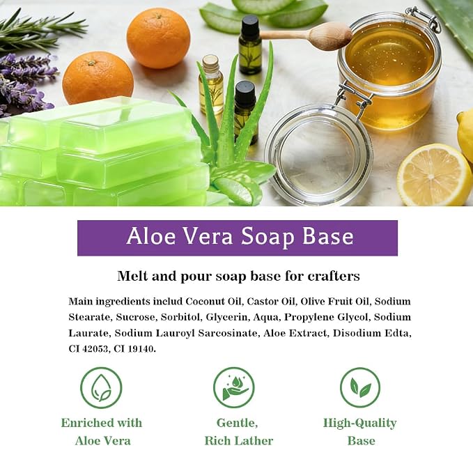 Aloe Vera Soap Base,Melt and Pour Soap Base SLS PEG Free 5.2 LBS