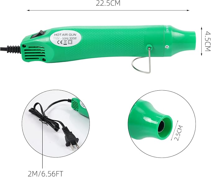 Heat Gun 300w, Handed Hot Air Gun for Crafting and DIY (Green)