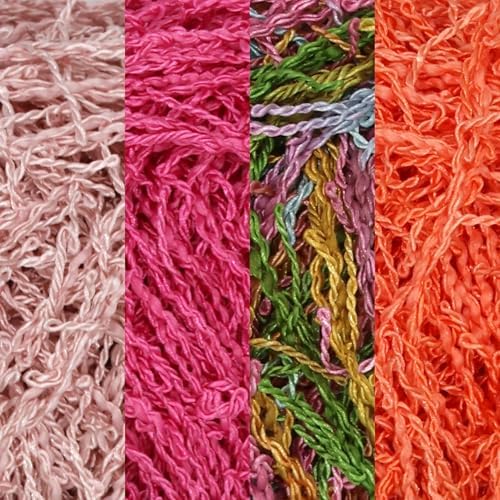 JubileeYarn Scrubby Dish Yarn - 50g/Skein Dishcloth Polyester - Shades of Pink - 4 Skeins