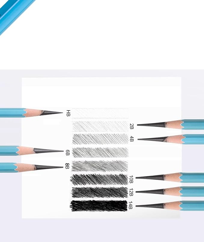 Sketching Set, Essential Drawing Kit with 73 Pieces, Including Matte Pencils, Charcoal,Kneaded Eraser,Blending Stumps,Artist's Long-Point Sharpener, Pencil Grinder, Scrapers, etc.(A.73 Pieces)