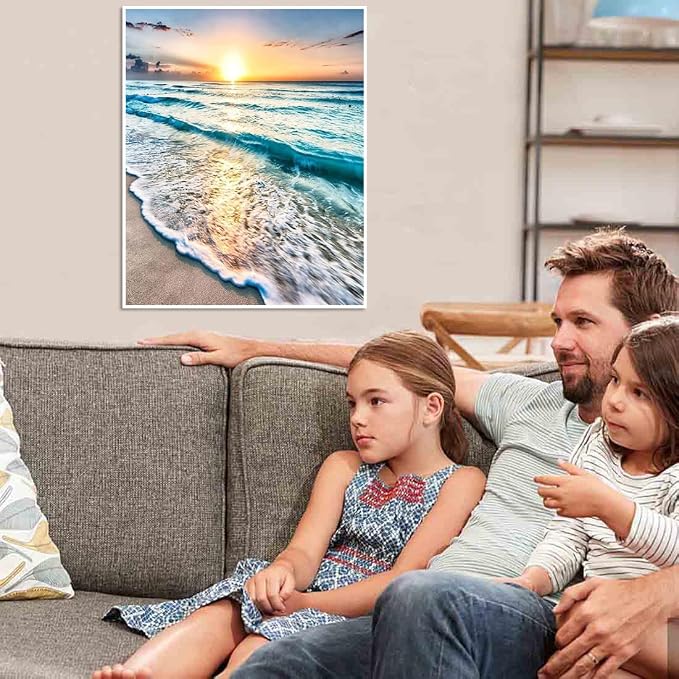 VIGEGU Beach Landscape Paint by Numbers Kit for Adults with Framed | Paint by Number DIY Adult Paint by Number Kits Acrylic Oil Painting for Wall Decor 10x12in