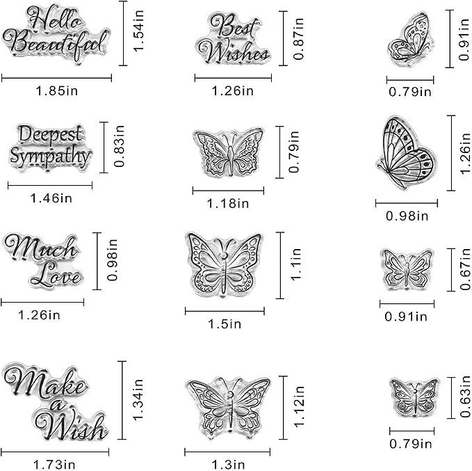 Words Clear Stamp Silicone Stamp Cards with Sentiments,Flowers,Butterfly,Greeting Words Pattern for Holiday Card Making Decoration and DIY Scrapbooking Album DIY Crafts