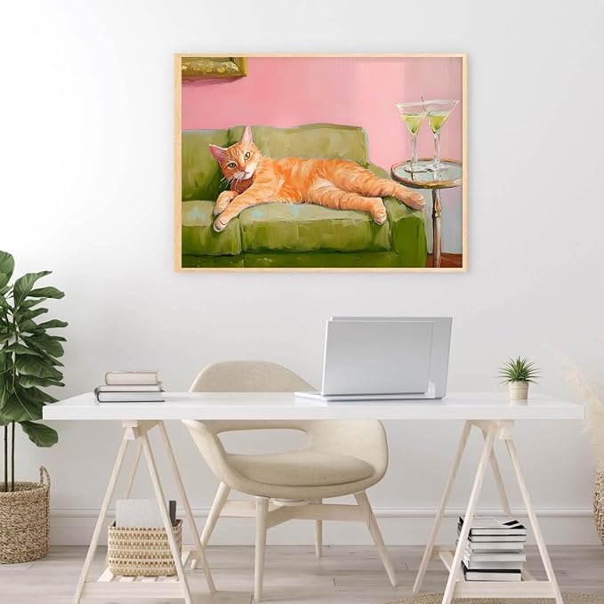 Orange Cat Diamond Art Kits for Adults Diamond Painting Kit for Beginner | 5D Animal DIY Funny Vintage Diamond Dots Full Drill Crafts for Gem Art Dot Art for Adults Home Wall Decor for Teens 12x16 in