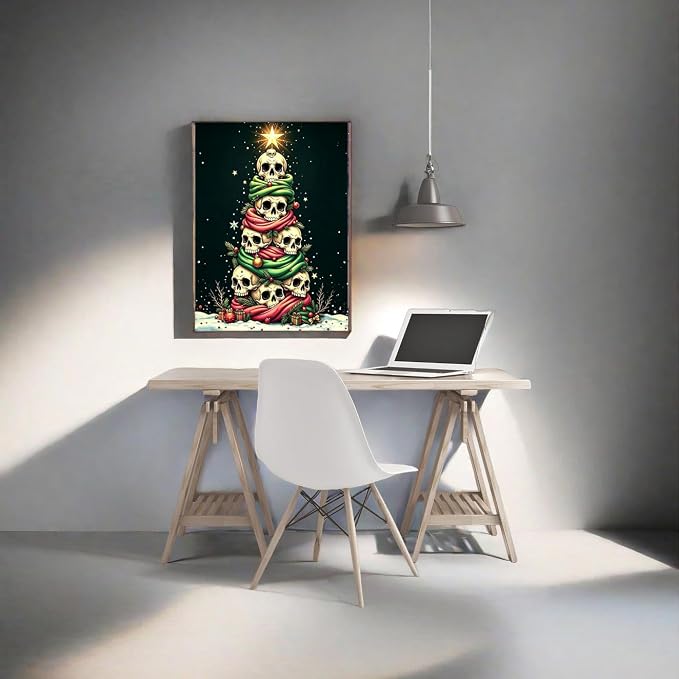 GQYCZZ Gothic Skull Christmas Tree Diamond Art Kits for Adults12 x16