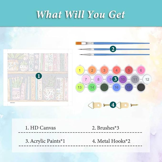 mrpwnle Paint by Numbers Kit for Adults Book Paint by Numbers 20X16 inch | Book Paint by Numbers Kit for Adults Beginner DIY Acrylic Oil Easy Painting by Numbers for Home Wall Decor (Without Frame)