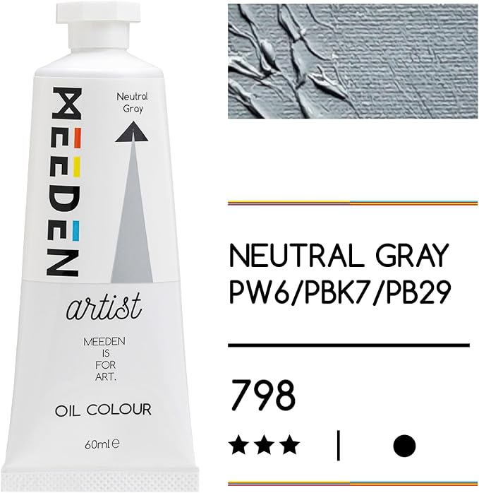 MEEDEN Artist Grade Oil Paint: Neutral Gray - 60ml/2oz Tube | Professional Art Paints and Supplies for Canvas Painting