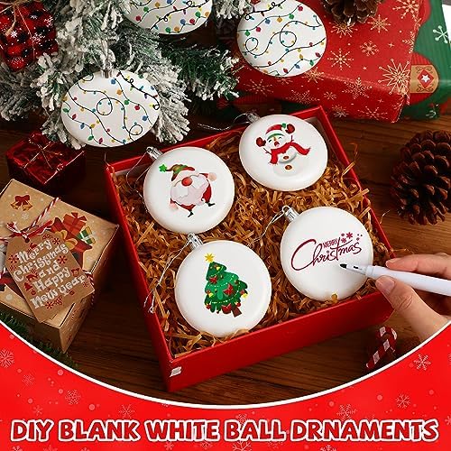 Zubebe 24 Pcs 3.15 Inch Christmas Blank White Ball Ornaments
