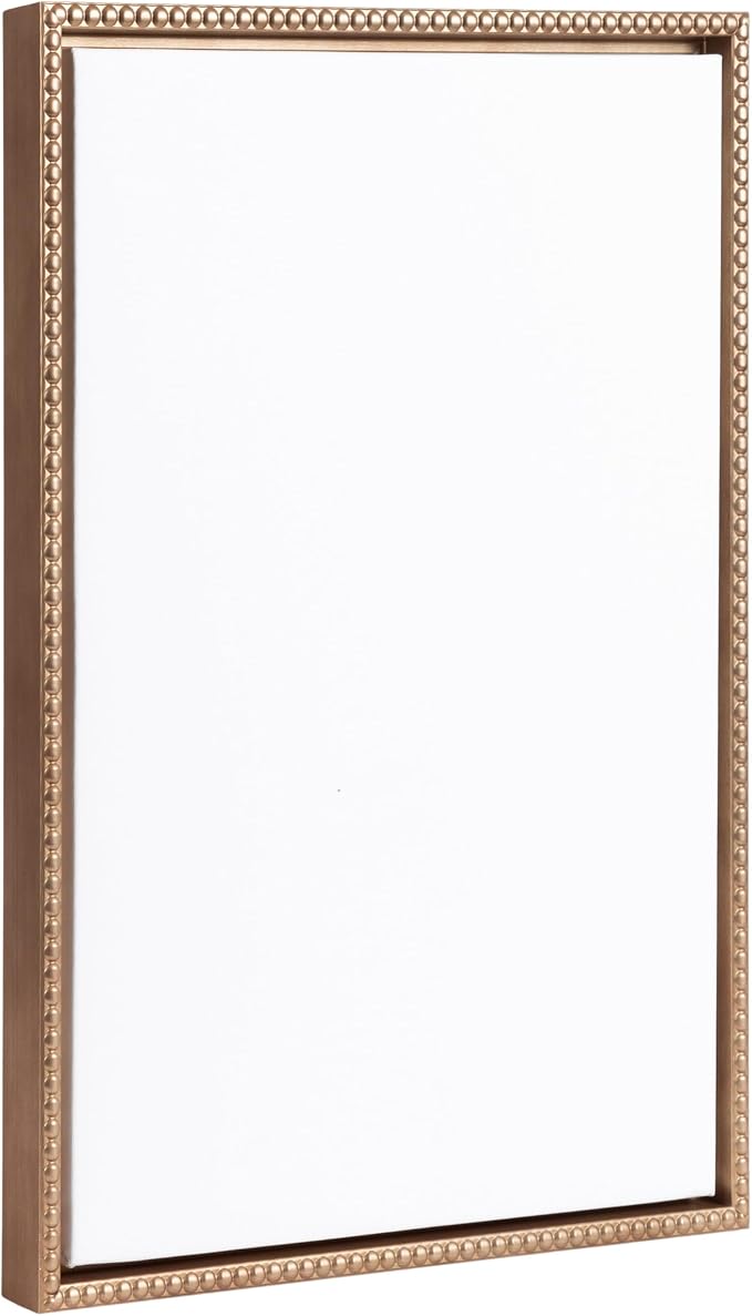 Kate and Laurel Sylvie Blank Framed 18x24 Gold Beaded Gold; Vintage Modern Empty Surface for Paint-Your-Own Art