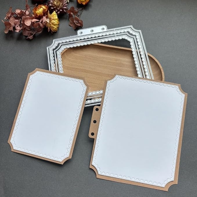 Lapoo Geometric Cutting Die for Scrapbooking - Durable, Metal Cutting Die for DIY Scrapbook Photo Album Decorative Paper Card, Card Making Supplies (Book Page Frame 5.6 x 4.8 in)