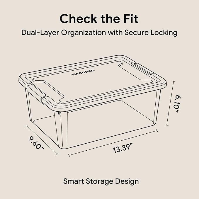 MACOPRO 17QT Craft Storage Box with 2 Removable Caddy Trays, Clear Stackable Plastic Organizer with Lid for Art Supplies, Beads, Sewing Tools, Pens & Kids Toys (White, 1Pack-2-in-1)