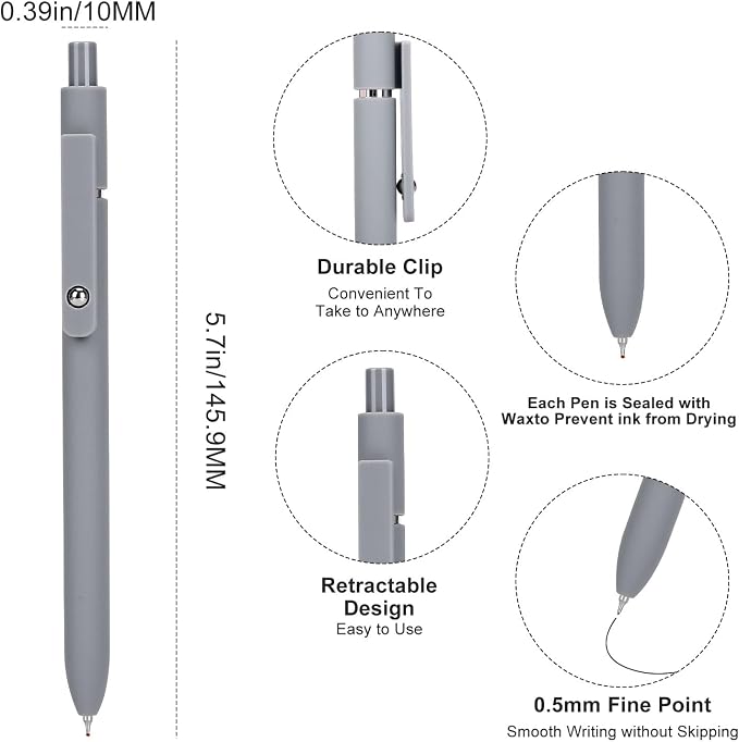 Ddaowanx Gel Pens,6 Pcs 0.5mm Retractable Quick Dry Black Ink Pens (Pack of 2)